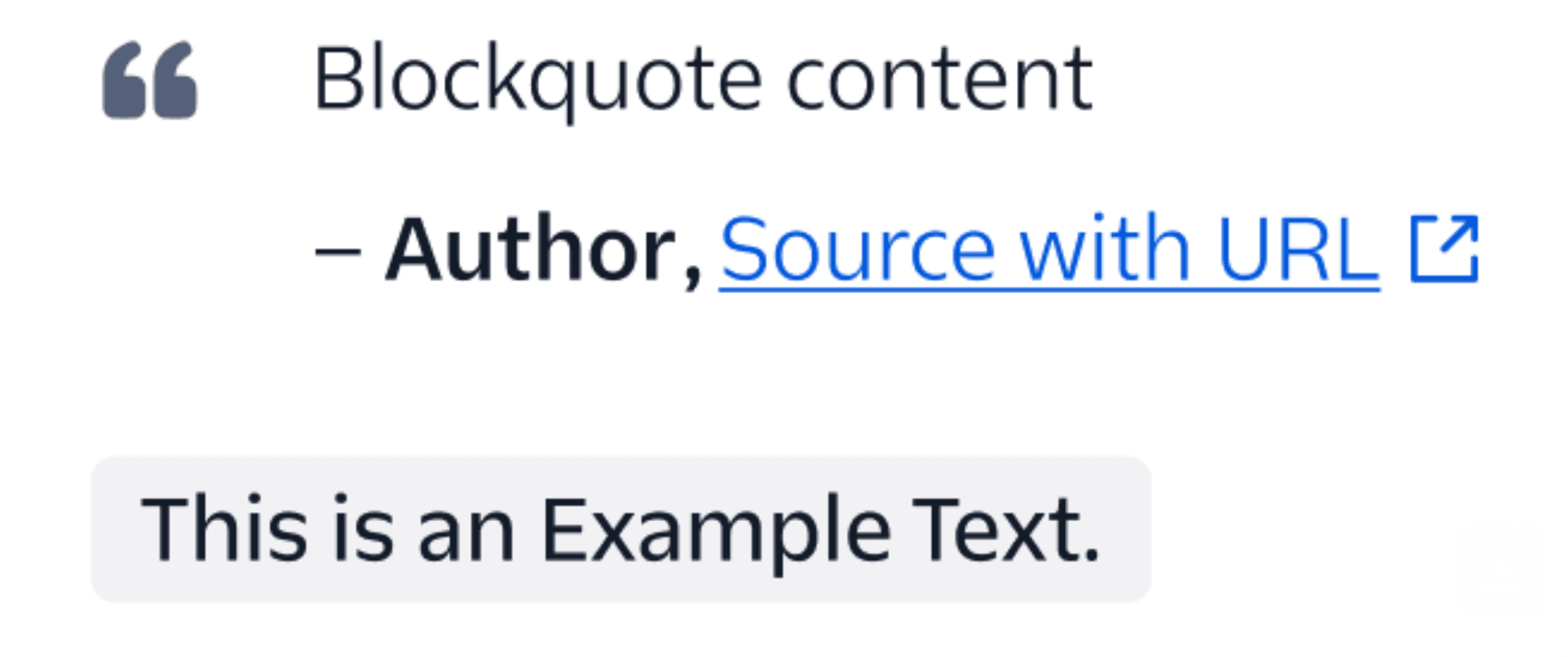Blockquote and Example Text components